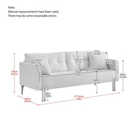 70" Velvet Sofa Couch Luxury Modern Upholstered 3-Seater sofa with 2