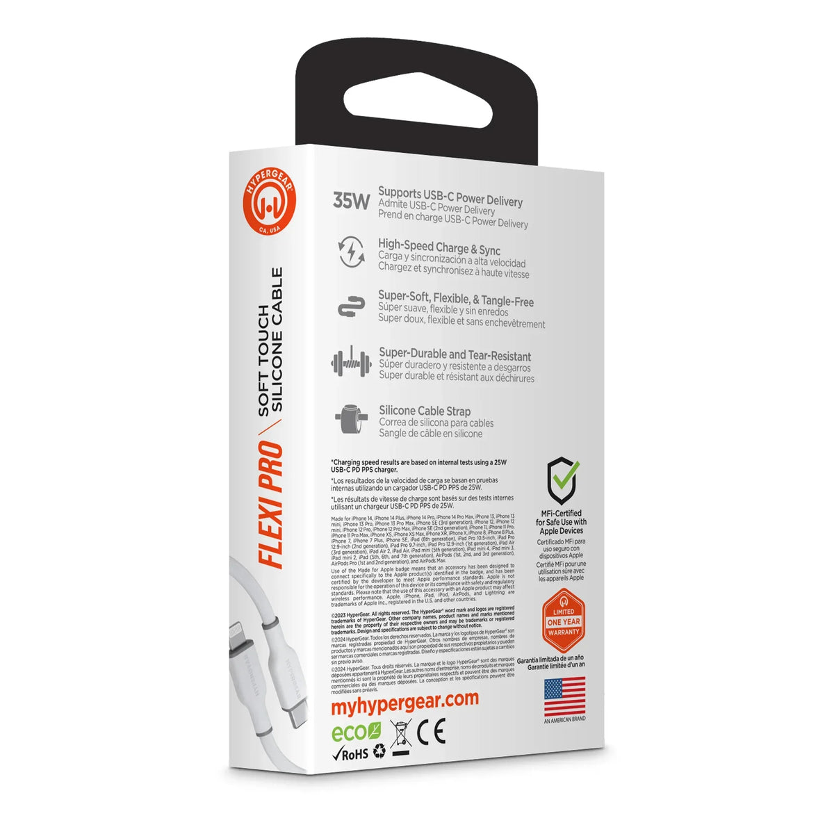 HyperGear Flexi PRO USB-C to Lightning Cable 4ft - Trustymall