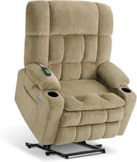 Large Dual Motor Power Lift Recliner Chair Massage Beige