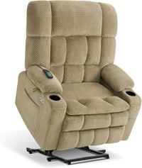 Large Dual Motor Power Lift Recliner Chair Massage Beige