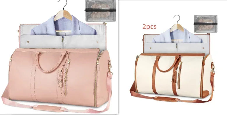 Large Capacity Travel Duffle Bag Women's Handbag Folding Suit Bag Waterproof Clothes Totes - Trustymall
