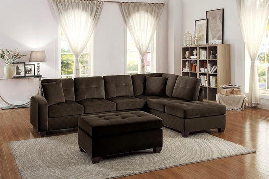 Emilio 2 Piece Reversible Sectional Sofa Chocolate