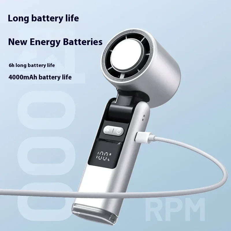 Ice Cool Turbo Mini Fan with Digital Display – USB Rechargeable & - Trustymall