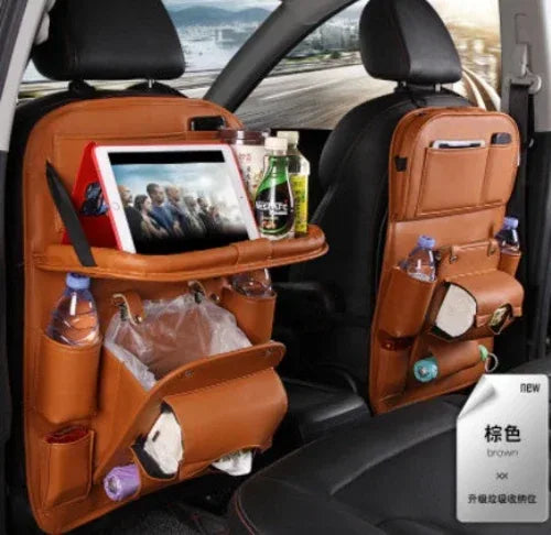 Leather Car Storage Bag Multifunction Seat Back Tray Hanging Bag - Trustymall