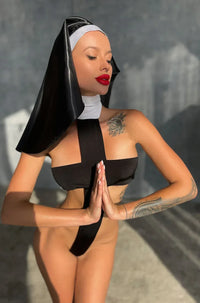 Nun Cosplay Cross Lingerie Bodysuit - Trustymall