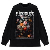 Gothic Rose Letter Print Vintage Washed Oversized T-Shirt