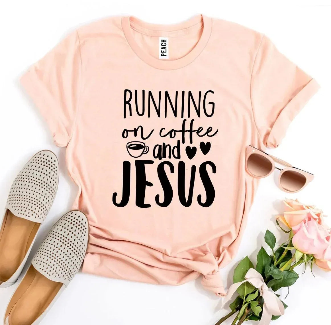 Running On Coffee And Jesus T-shirt - Trustymall