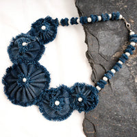 Necklace Set Handmade Boho Denim Necklace and Bracelet