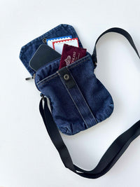Small Denim Crossbody Bag with Zipper Closure, DenimDeko