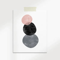 Close-up view of vibrant abstract circles art print showing texture and ink details.