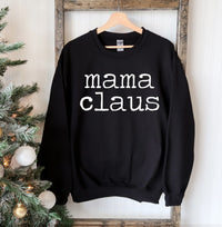Back view of Mama Claus Christmas sweatshirt displaying soft fabric without creases.