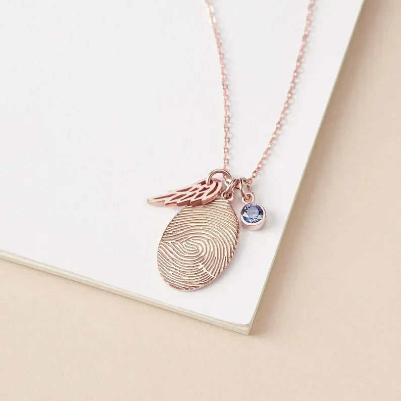 Fingerprint Necklace, Fingerprint Jewelry With Birthstone - Trustymall