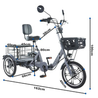 Foldable cargo e-trike 48v 400w 16 inch tire ebike for the elderly - Trustymall