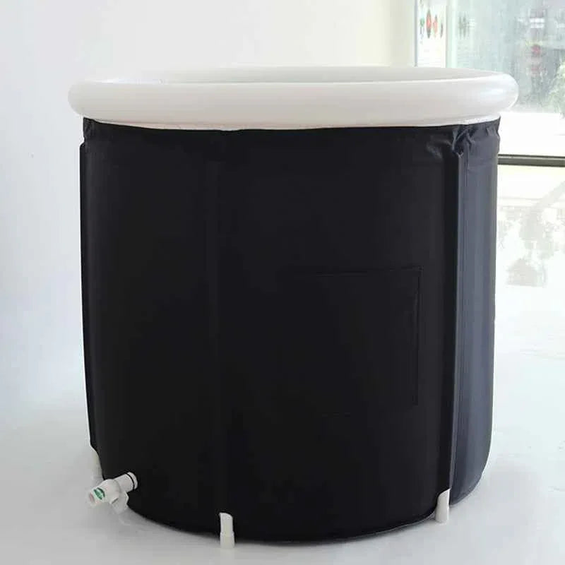 Close-up of foldable ice bath tub’s rim and handles, highlighting durable material and design.