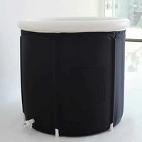 Close-up of foldable ice bath tub’s rim and handles, highlighting durable material and design.