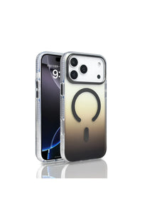 iPhone 17 Pro Max clear case with gradient rainbow colors and Taurus symbol for MagSafe charging