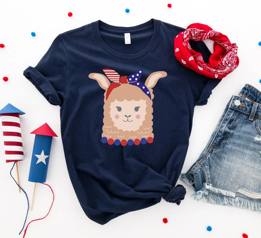 Patriotic Llama Girl T-shirt - Trustymall