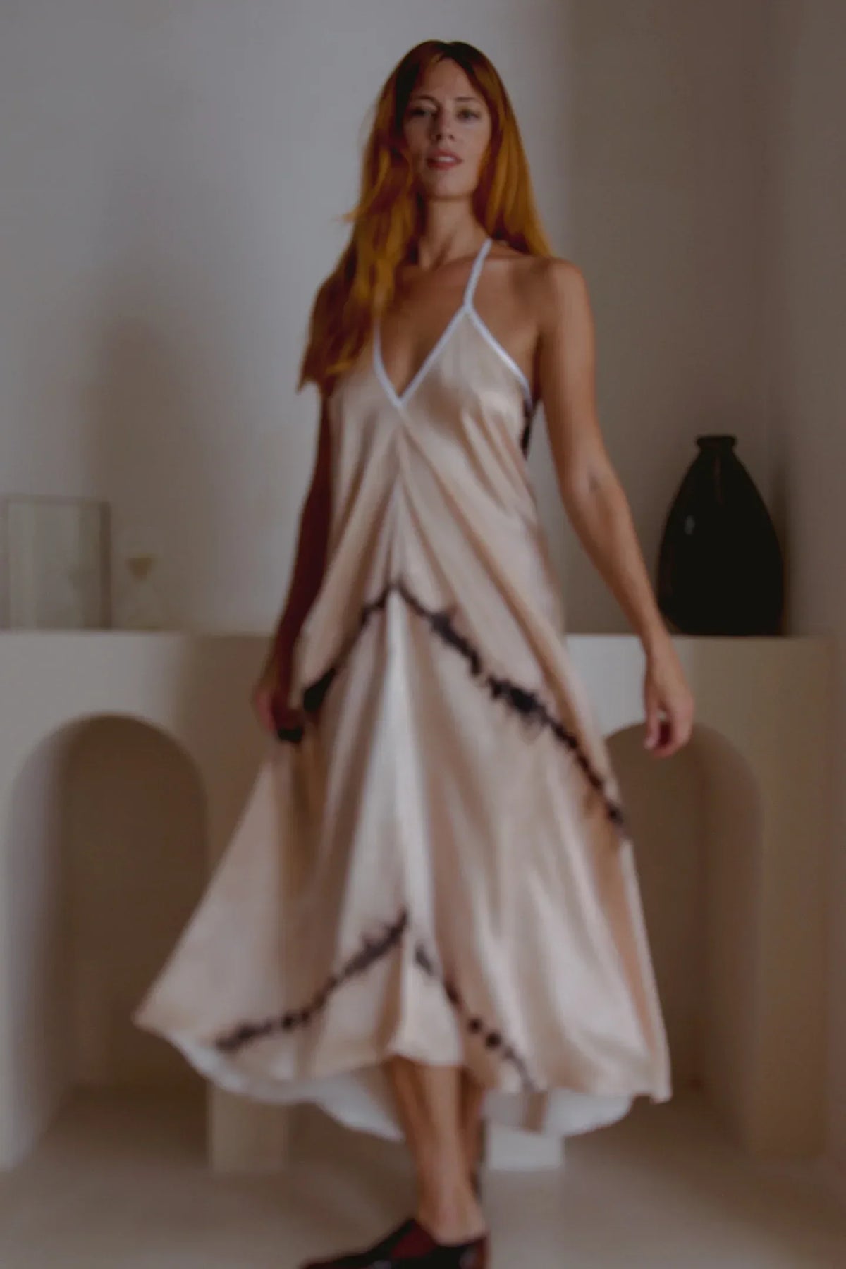 Altair Silk Halter Dress in Shibori - Trustymall