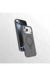 Side view of iPhone 17 Pro protected by colorful magnetic charging ring stand case.