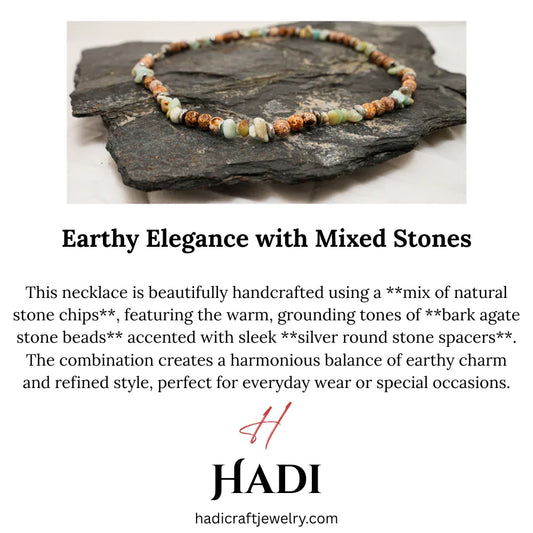 Necklace Natural Agate stone, Multi color Stone necklace