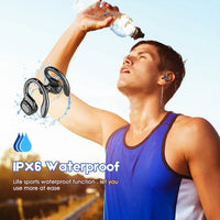 Close-up of Bluetooth 5.0 TWS earbuds with touch control and LED charging case display