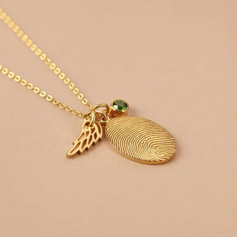 Fingerprint Necklace, Fingerprint Jewelry With Birthstone - Trustymall