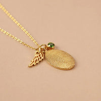 Fingerprint Necklace, Fingerprint Jewelry With Birthstone - Trustymall
