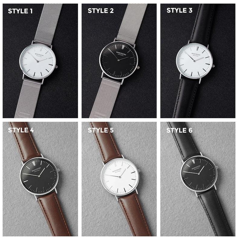 Engraving detail showing personalized handwritten message on stainless steel back of watch.