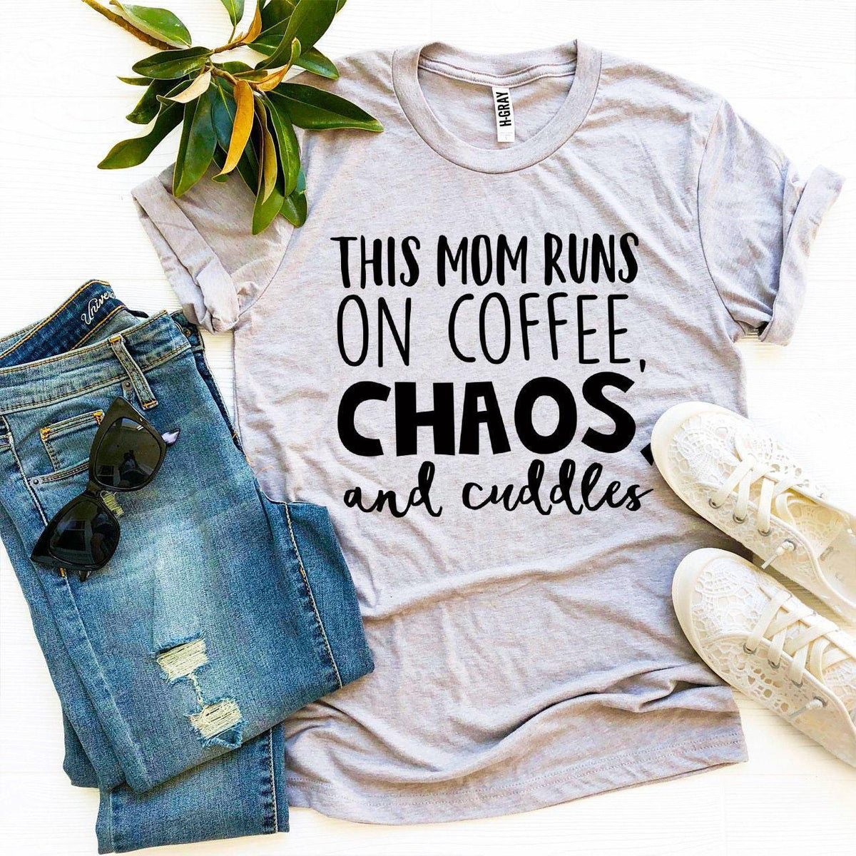 This Mom Runs On Coffee, Chaos, & Cuddles T-shirt - Trustymall