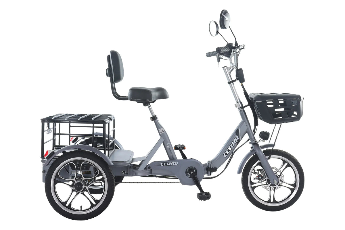 Foldable cargo e-trike 48v 400w 16 inch tire ebike for the elderly - Trustymall