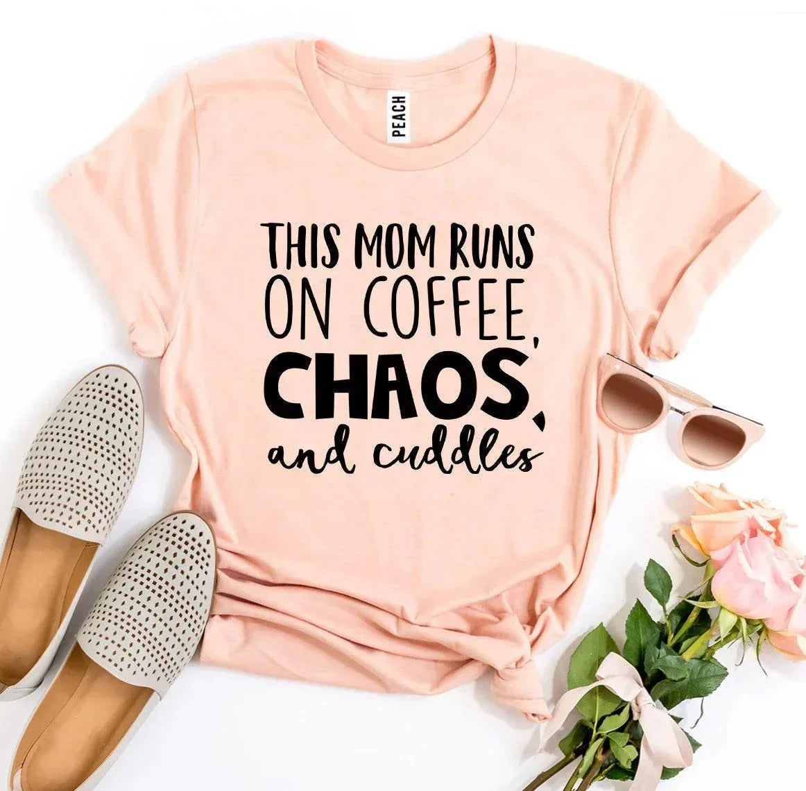 This Mom Runs On Coffee, Chaos, & Cuddles T-shirt - Trustymall