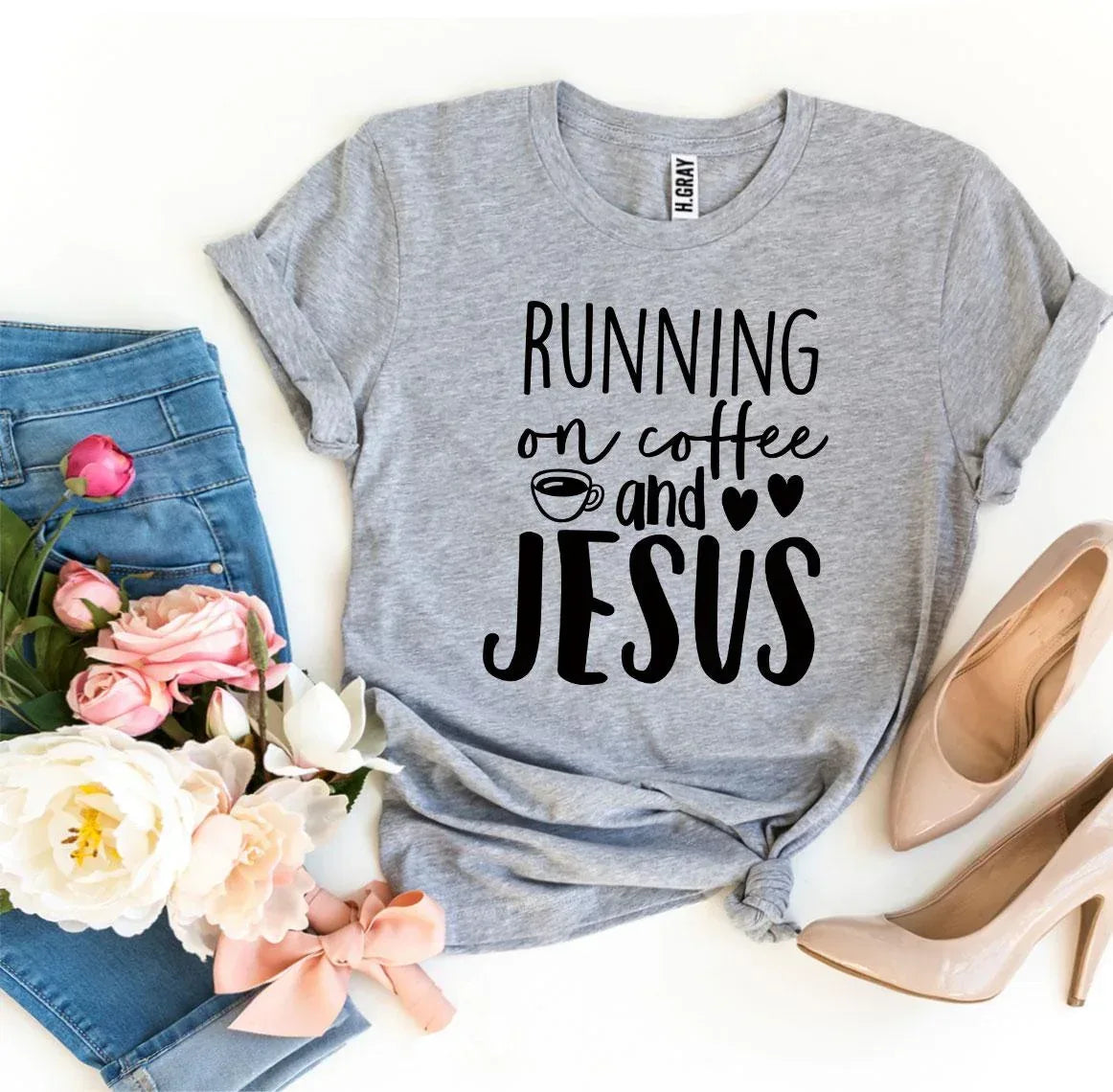 Running On Coffee And Jesus T-shirt - Trustymall