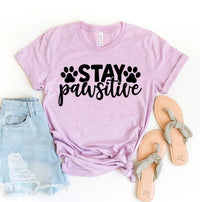 Close-up of soft cotton fabric texture of the Stay Pawsitive T-shirt