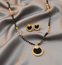 Gold Plated AD Mangalsutra Set with Earrings
