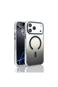 Side view of slim iPhone 17 Pro Max case with colorful gradient and Taurus emblem