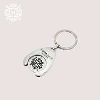 Stainless steel keychain featuring a wagon coin with original Formula H engraving