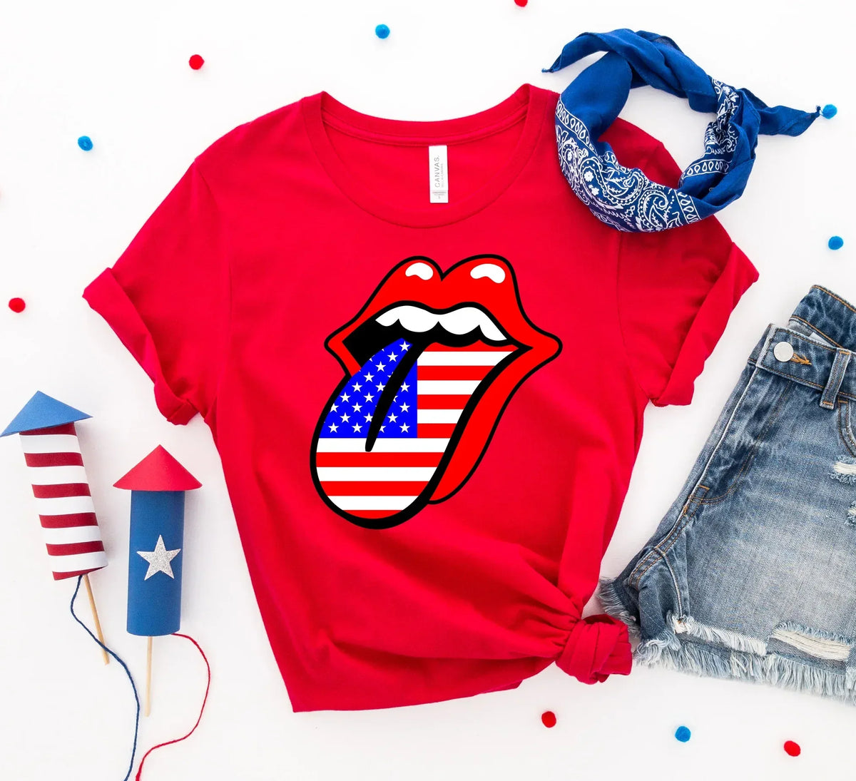 USA Lips 4th of July T-shirt - Trustymall