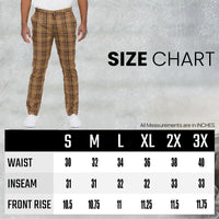 Side angle of model wearing slim fit plaid trousers highlighting slim fit silhouette.