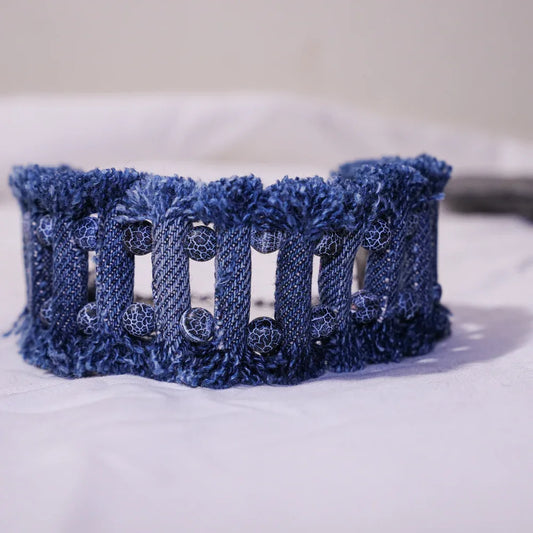 Denim Necklace and bracelet set 2 Piece jewelry tribal jewelry