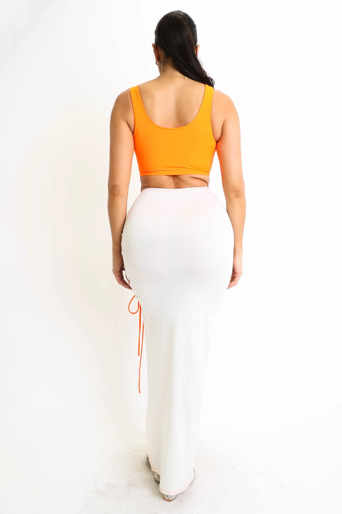 ColorBlock Side Lace up Top & Matching Maxi Skirt 2 Piece Outfit Set - Trustymall