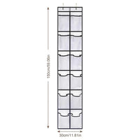 Over-the-door hanging organizer with 12 clear pockets for storing shoes and accessories in a tidy, accessible manner.