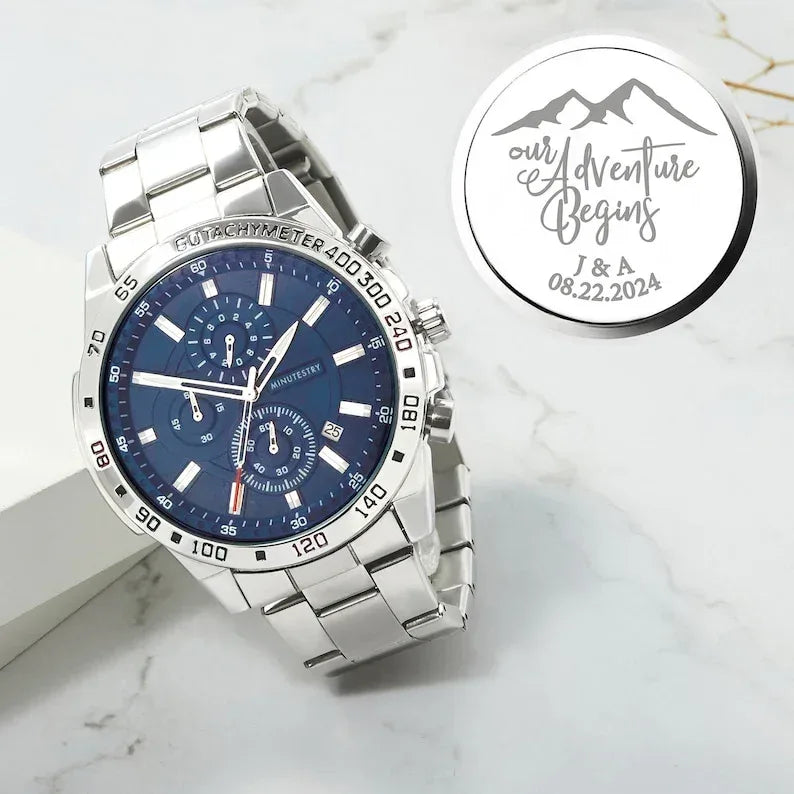 Personalized Mens Watch, Boyfriend Gift, Anniversary Gift - Trustymall