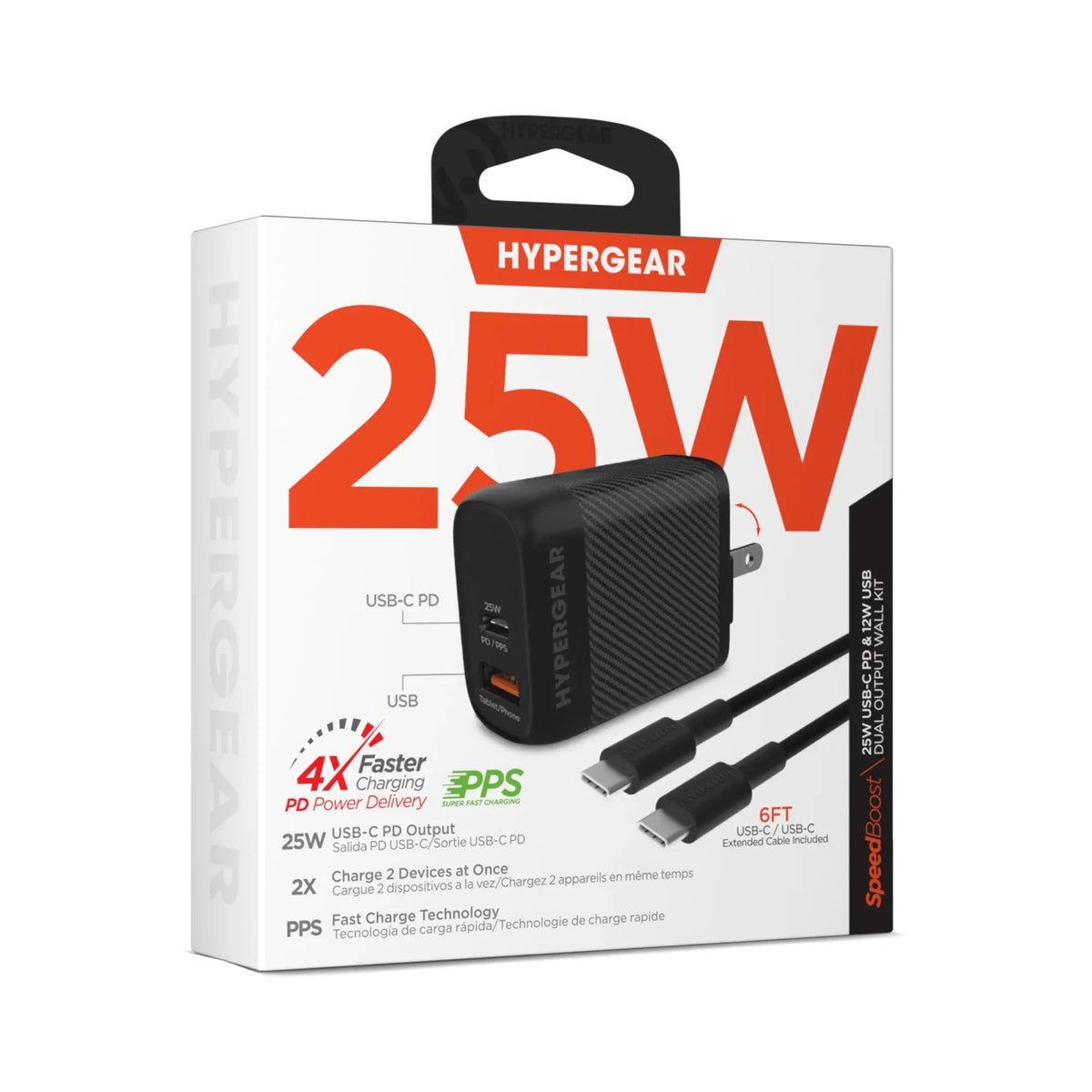 HyperGear SpeedBoost 25W USB-C PD + 12W USB Fast Wall Charger with PPS - Trustymall