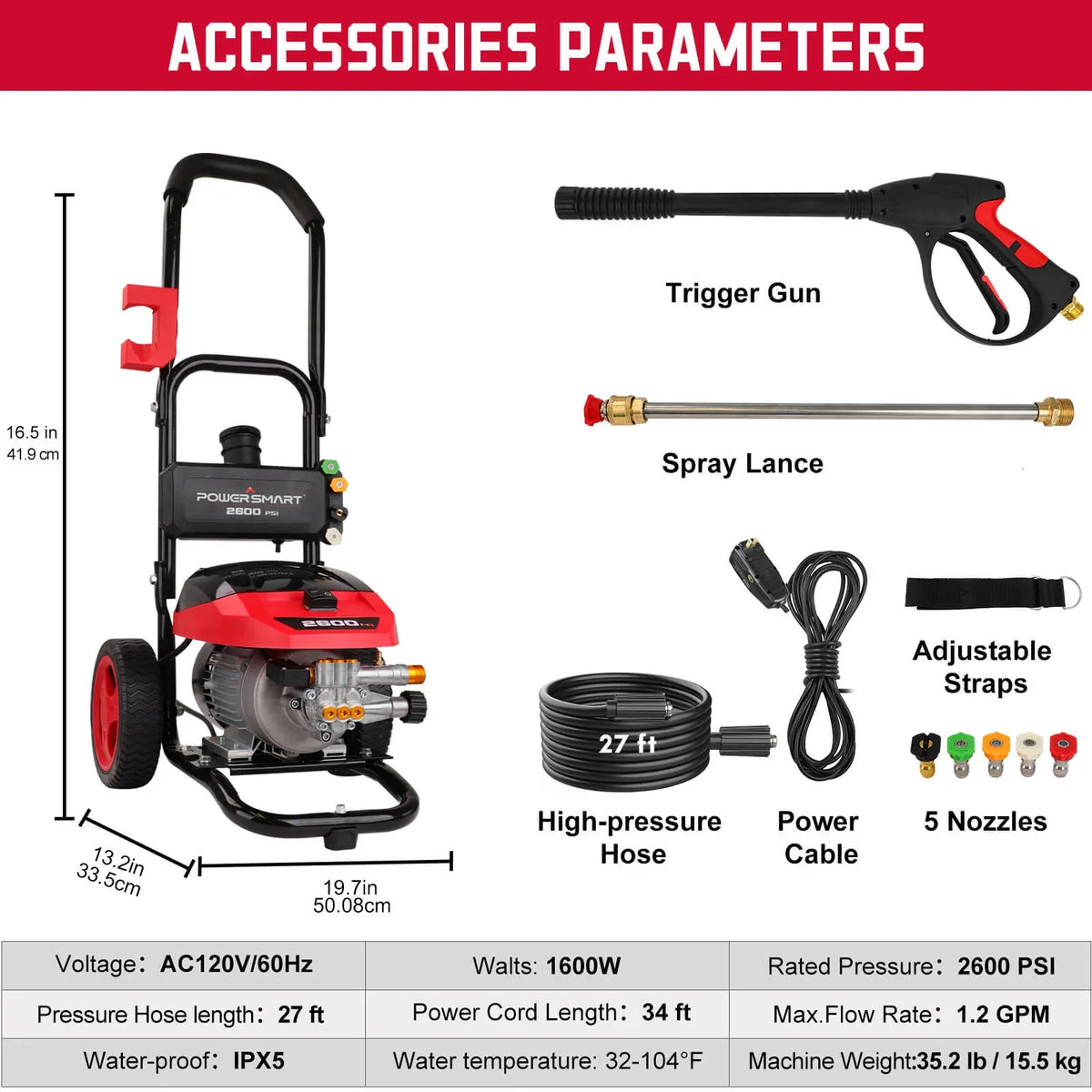 A compact electric pressure washer with hose and spray wand, set up outdoors on a sunny patio.