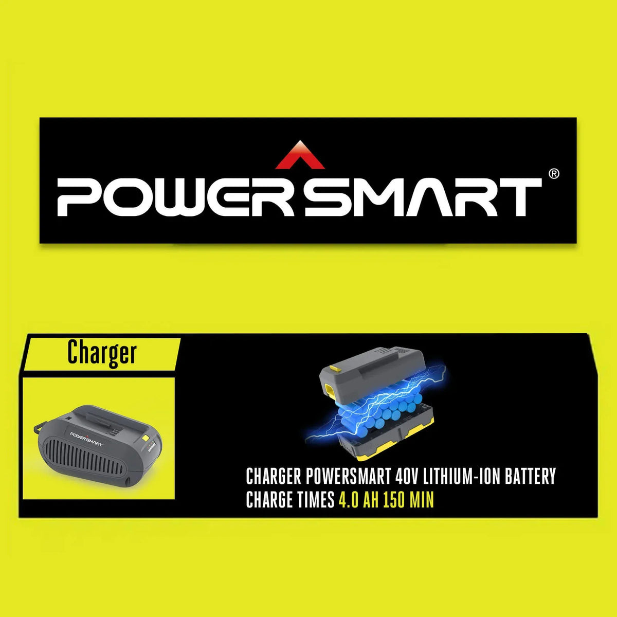 Set includes power inverter, two batteries, and charger arranged for easy visibility.