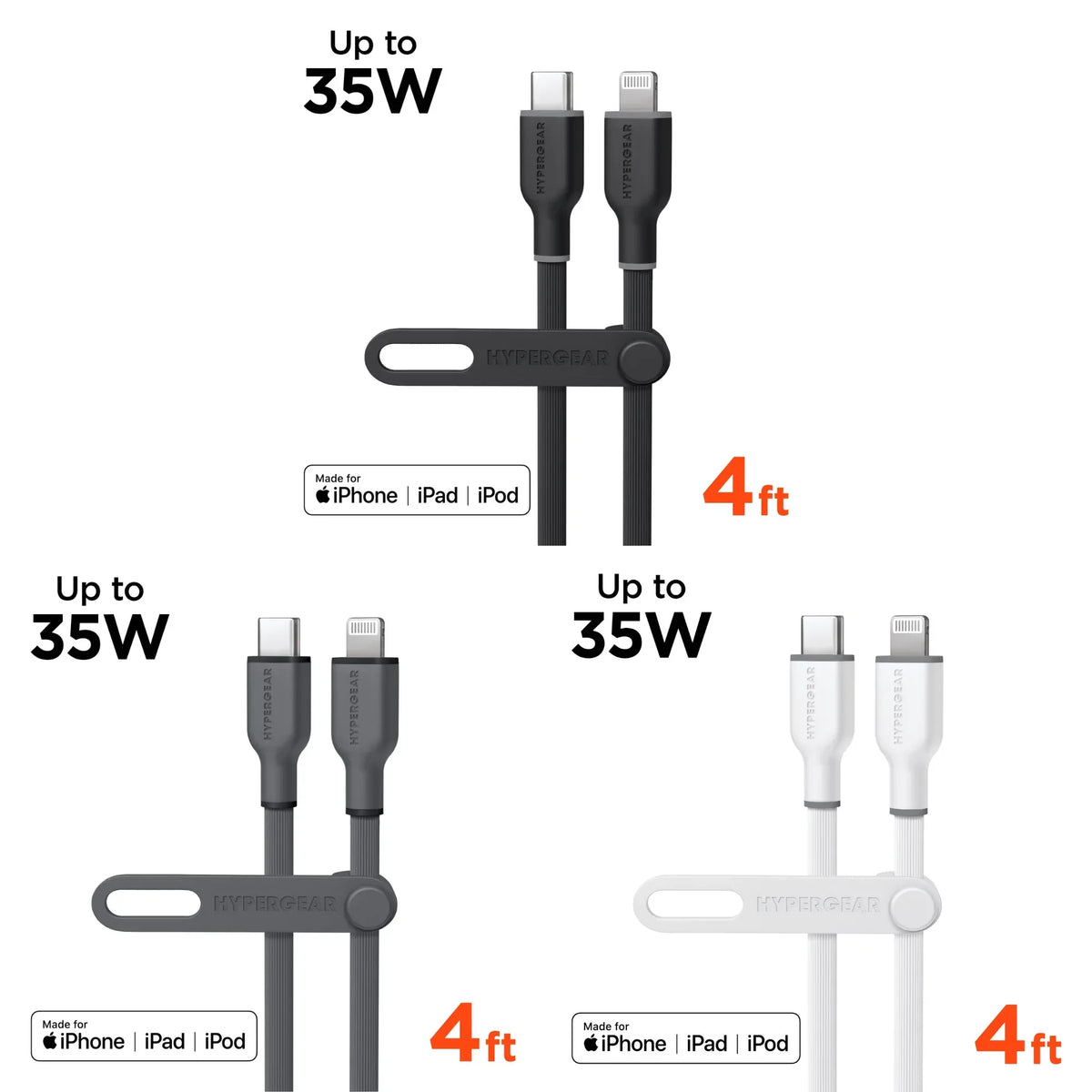 HyperGear Flexi PRO USB-C to Lightning Cable 4ft - Trustymall