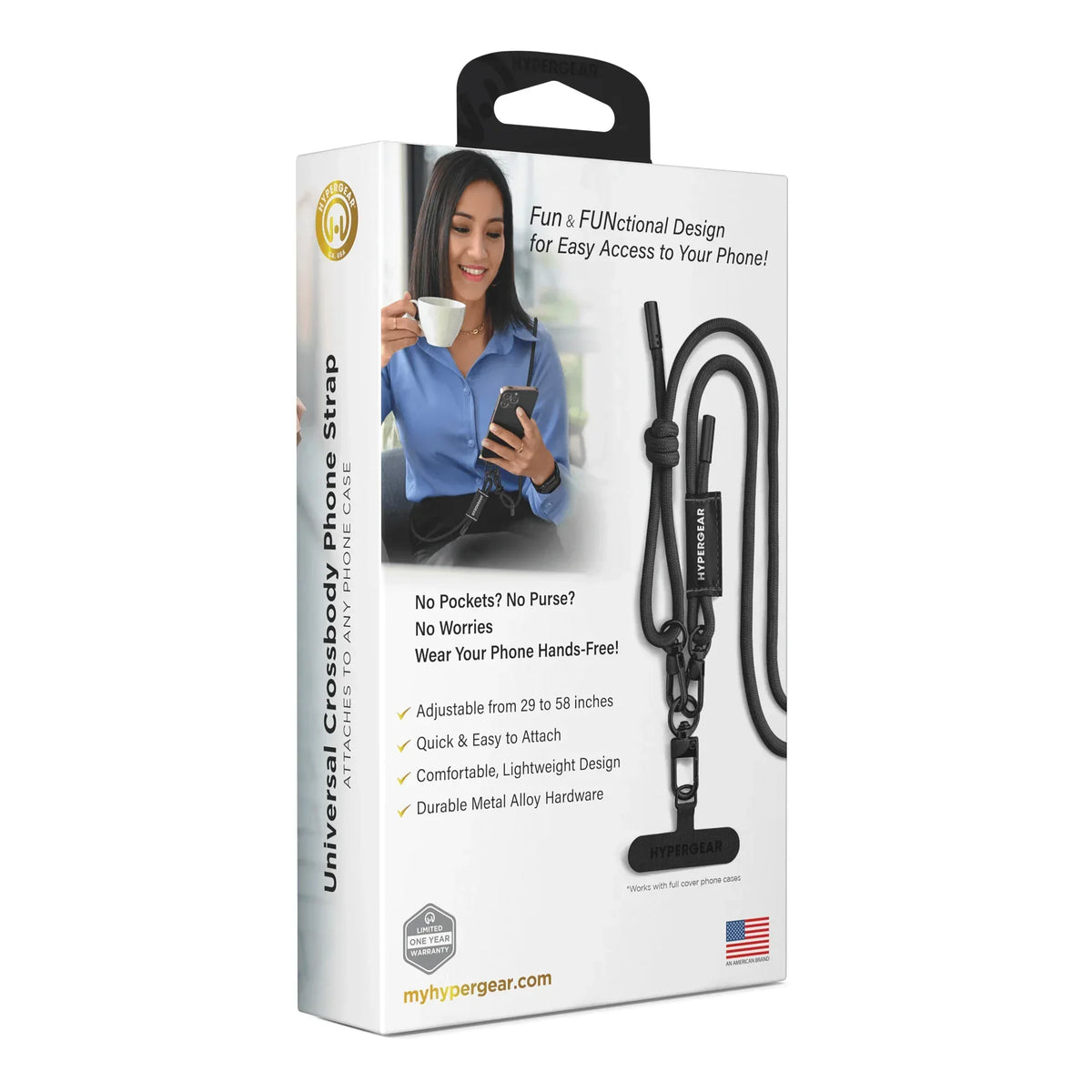HyperGear TECHcessories Black Braided Rope Universal Crossbody Phone - Trustymall