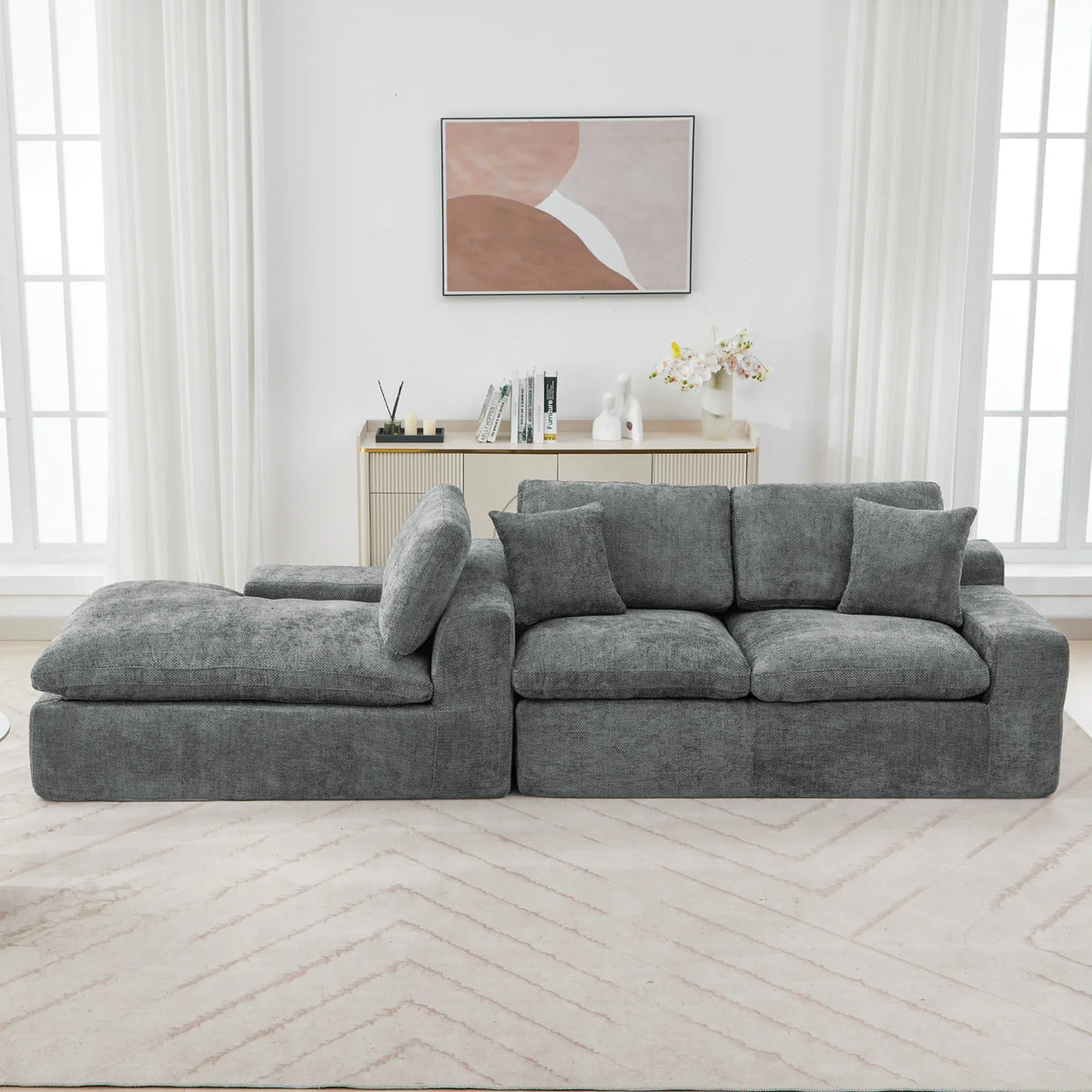 Cloud Sectional Sofa 107.9' Upholstered Sofa Couch with Double-layer
