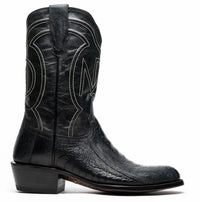 Denver Black boot photographed against white background, showing round toe and leather finish.