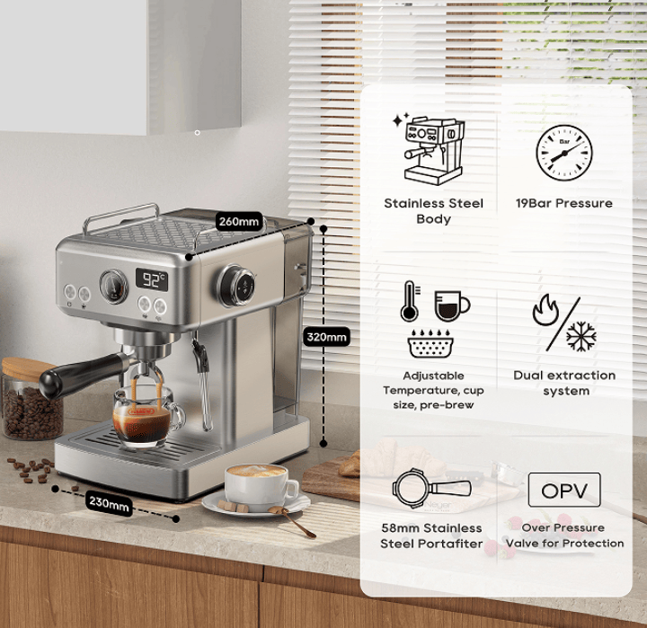 PSH10Plus-WH  20Bar Semi-Automatic Coffee Maker-Cold/Hot Brew with